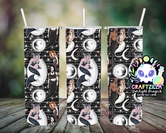 Black/White Hex Mermaids Drinkware